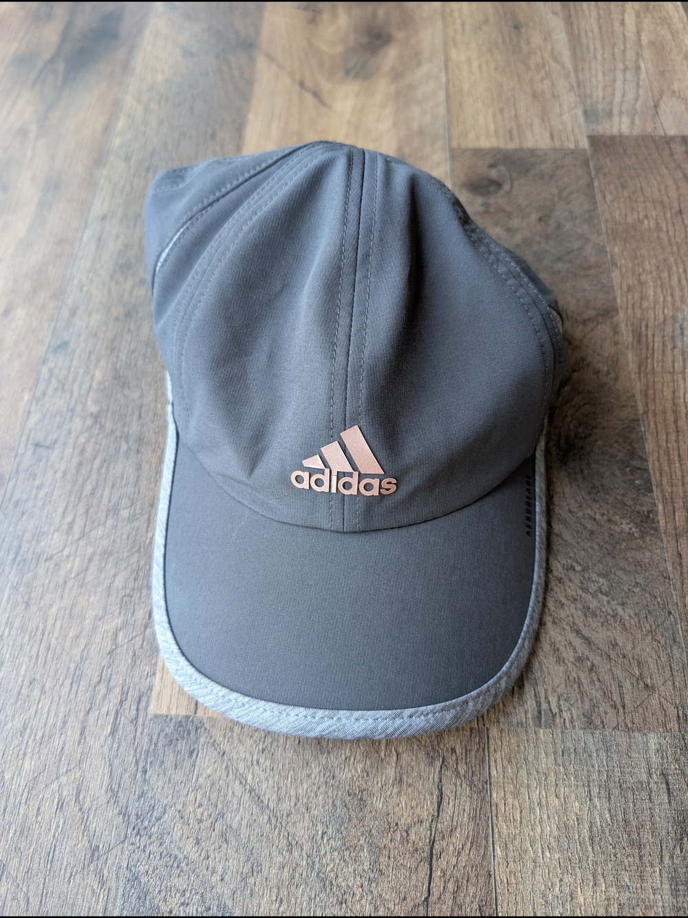 Adidas Gray Running Hat with Pink Logo